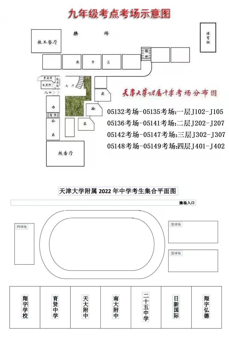 2022年天津南开区中考考点考场示意图