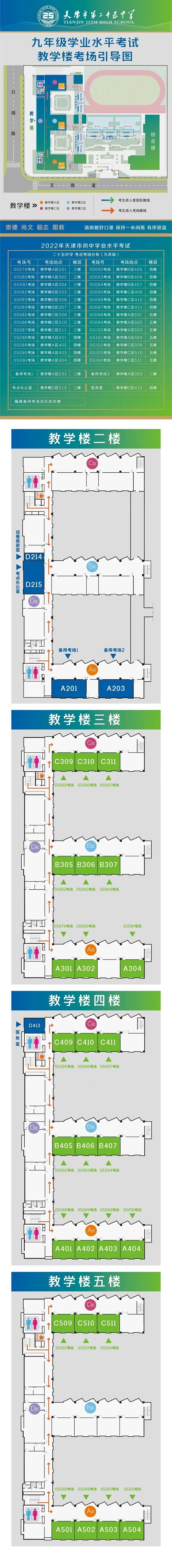 2022年天津南开区中考考点考场示意图