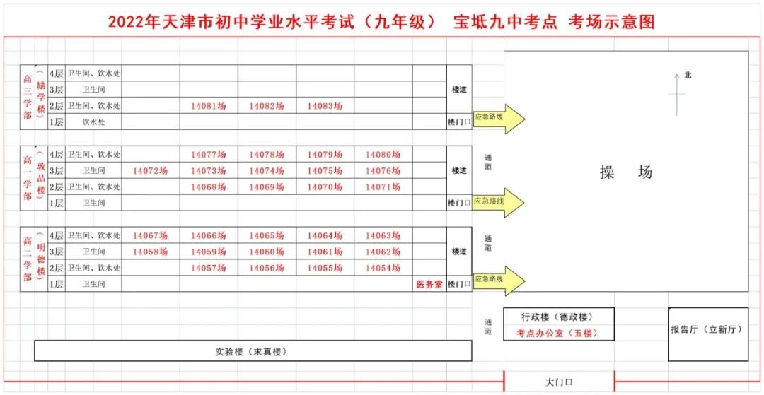 2022年天津宝坻区中考考场安排（图）