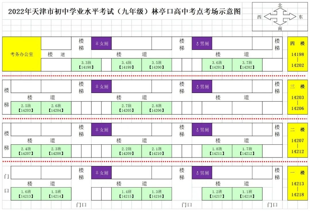 2022年天津宝坻区中考考场安排（图）