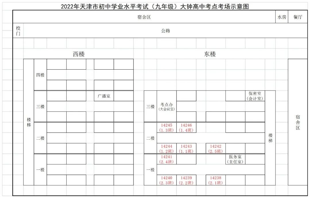 2022年天津宝坻区中考考场安排（图）