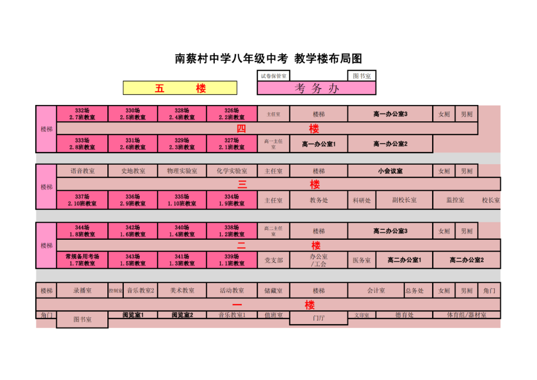 2022年天津武清区中考考点考场示意图(图19)