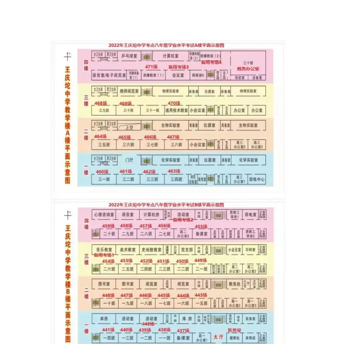 2022年天津武清区中考考点考场示意图(图33)