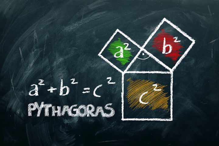 勾股定理, 数学, 黑板, 公式, 板, 粉笔, 毕达哥拉斯, 几何学, 三角形