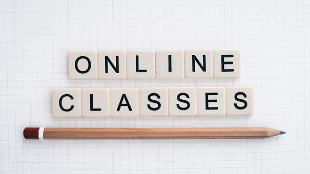 在线课程, 在线, 字母, 铅笔, 网络研讨会, 教育, 班级, Skype