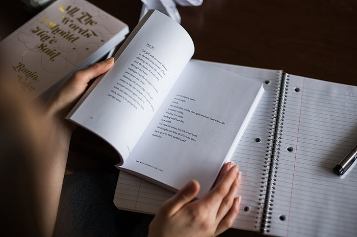 white, textbook, table, book, study, writing, human hand