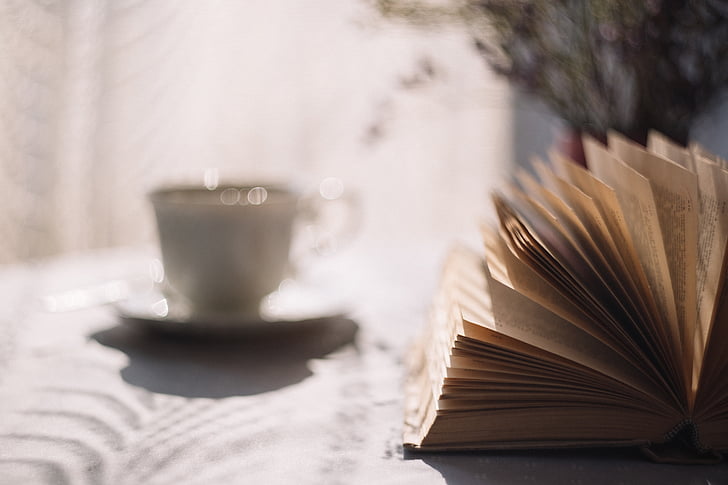 book, coffee, cup, knowledge, literature, macro, mug