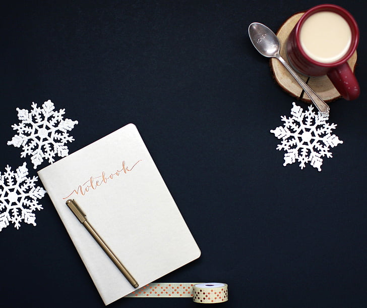 blank, business, christmas, coffee, decoration, desk, diary