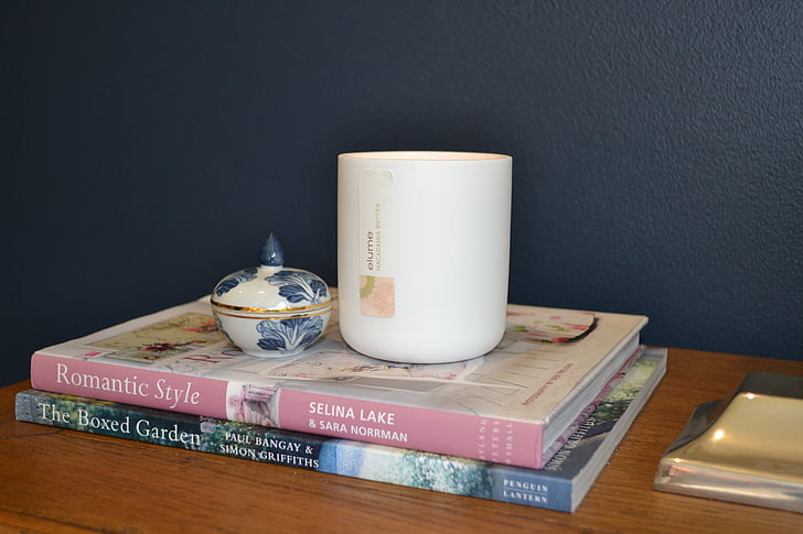 candle, vignette, books