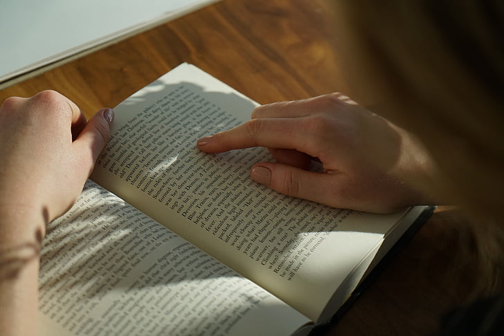 people, hand, point, book, reading, table, study